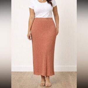 Sundry by Anthropology Salmon Pencil Skirt W/ Back Slit Lux Rib Adobe Color NWT